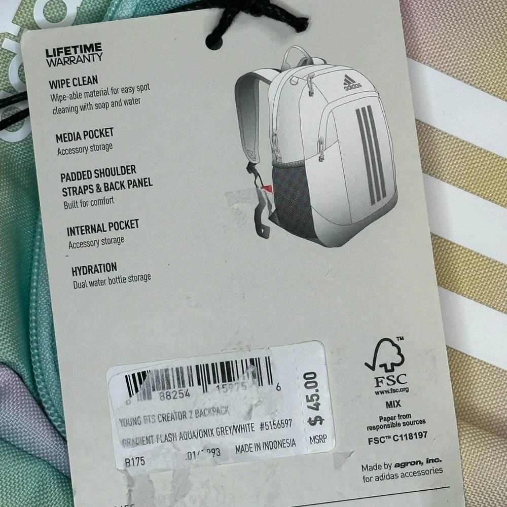 adidas Girl Multicolor/Onix/White Young‎ BTS Creator 2 Laptop Backpack (5156597)